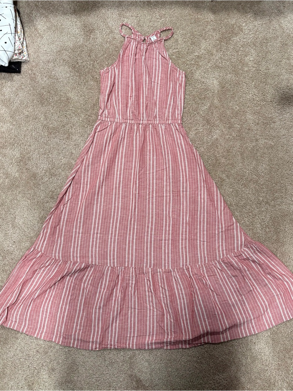 Old Navy Pink and White Striped Halter Maxi Dress